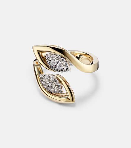 Golden Strands 18kt white and yellow gold ring with diamonds - Yeprem - Modalova