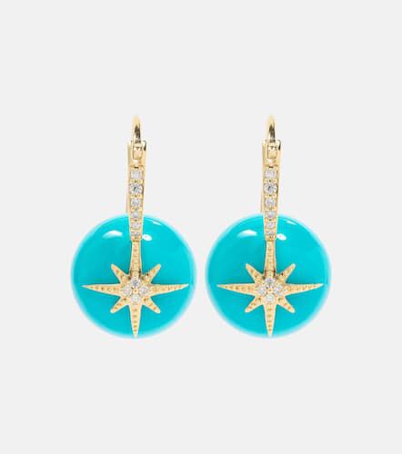 Starburst 14kt gold earrings with turquoise and diamonds - Sydney Evan - Modalova