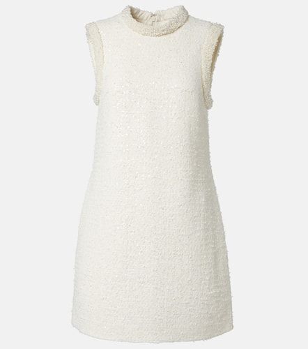 Faux pearl-trimmed bouclÃ© minidress - Self-Portrait - Modalova