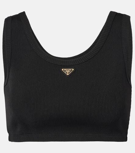 Logo ribbed-knit jersey crop top - Prada - Modalova