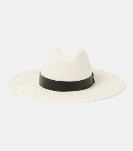 Woven leather-trimmed Panama hat - Max Mara - Modalova
