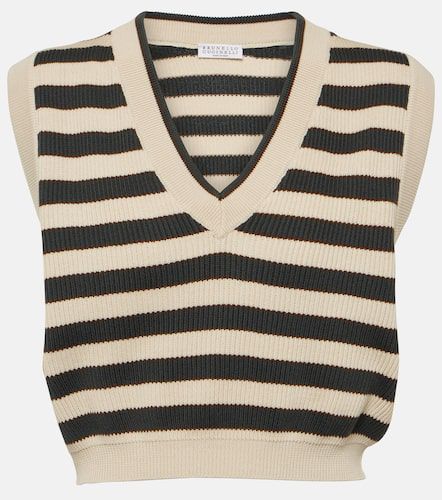 Striped cotton sweater vest - Brunello Cucinelli - Modalova