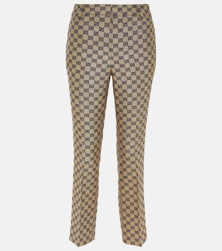 Pantalones de lona de mezcla de lino con GG - Gucci - Modalova