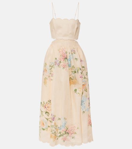 Halliday scalloped floral linen midi dress - Zimmermann - Modalova