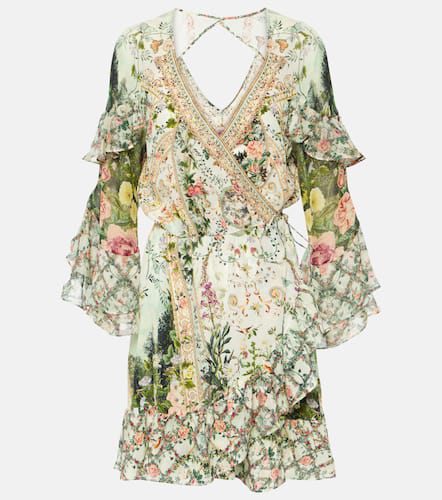 Ruffled floral silk crÃªpe wrap dress - Camilla - Modalova