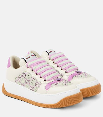 Sneakers Screener GG aus Leder mit Kristallen - Gucci - Modalova