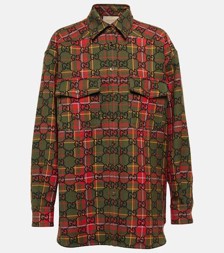 Camisa en tartán de lana con GG - Gucci - Modalova