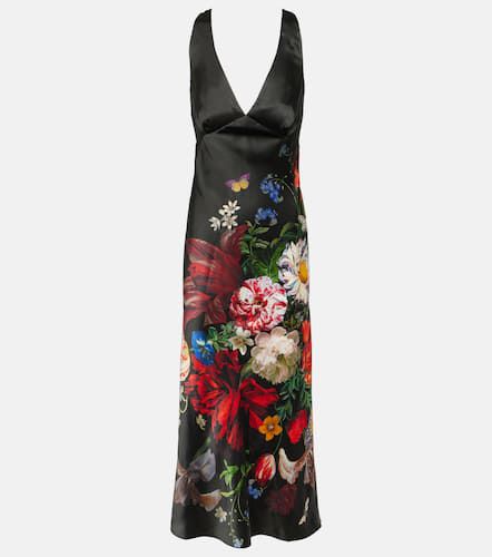 Floral silk satin midi dress - Camilla - Modalova