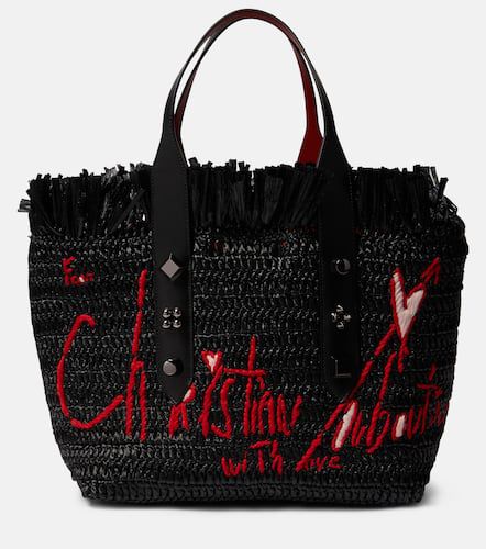 Frangibus Medium embroidered raffia tote bag - Christian Louboutin - Modalova