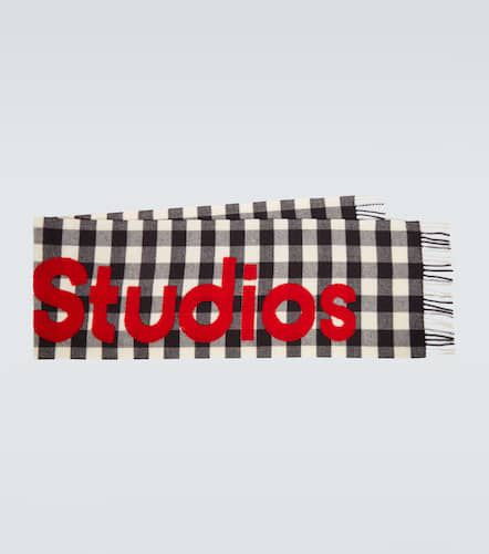 Checked logo wool-blend scarf - Acne Studios - Modalova