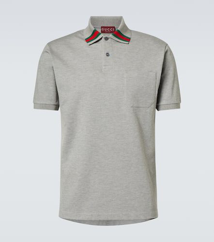 Web Stripe cotton-blend piqué polo shirt - Gucci - Modalova