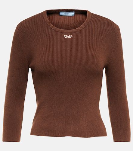 Logo ribbed-knit cotton-blend sweater - Prada - Modalova