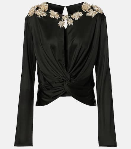 Misha embellished gathered jersey top - Costarellos - Modalova