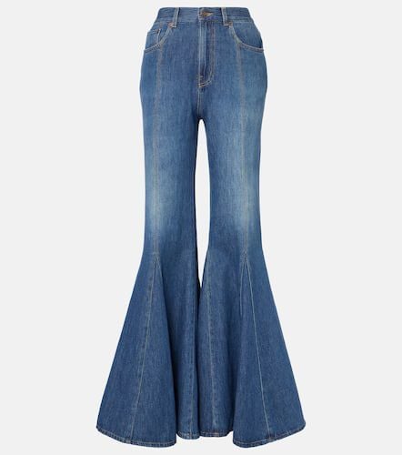 Chloé Flared Jeans mit Leder - Chloe - Modalova