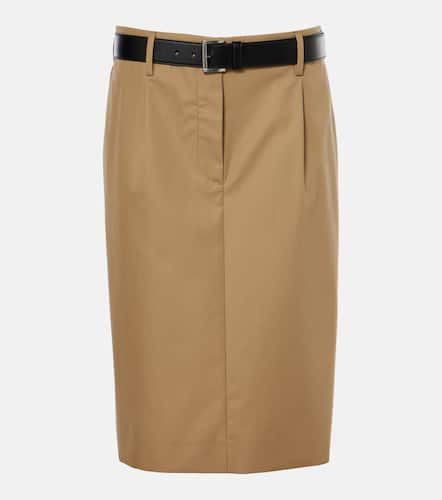 Belted cotton twill pencil skirt - Prada - Modalova