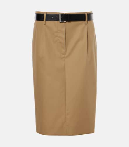 Belted cotton twill pencil skirt - Prada - Modalova