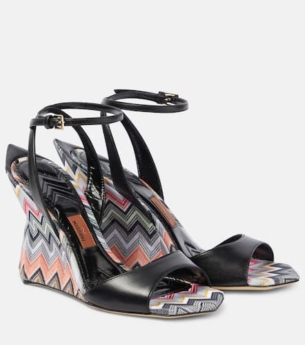 Wedge-Sandalen aus Leder mit Häkelstrick - Missoni - Modalova