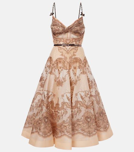 Crush cutout linen and silk organza midi dress - Zimmermann - Modalova