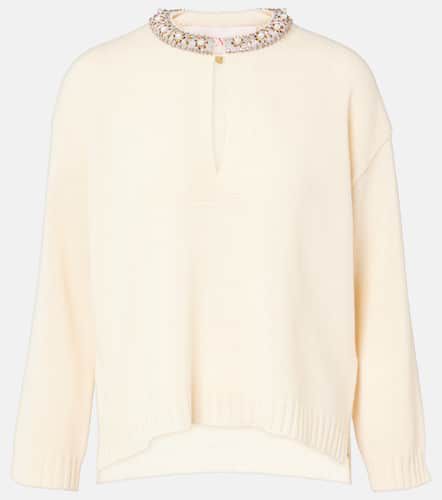 Pullover in lana vergine con perle bijoux - Valentino - Modalova