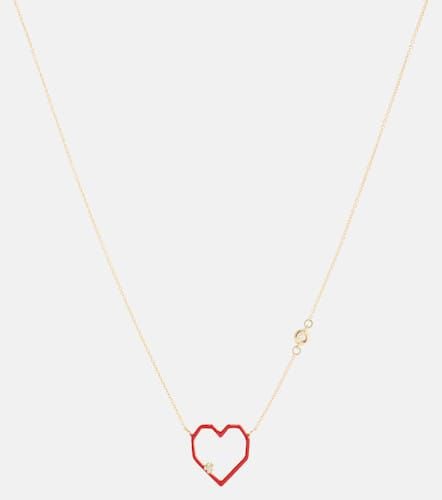 Halskette Heart aus 9kt Gelbgold mit Emaille und Diamanten - Aliita - Modalova