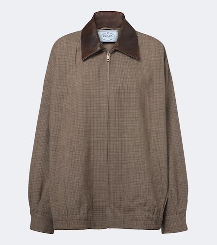 Houndstooth virgin wool blouson jacket - Prada - Modalova