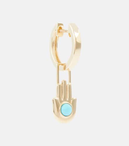 Orb Midi 14kt single hoop earring and Hamsa Hand Earwish with turquoise - Robinson Pelham - Modalova