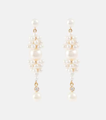 RÃªve de Diamant 14kt gold earrings with diamonds and pearls - Sophie Bille Brahe - Modalova
