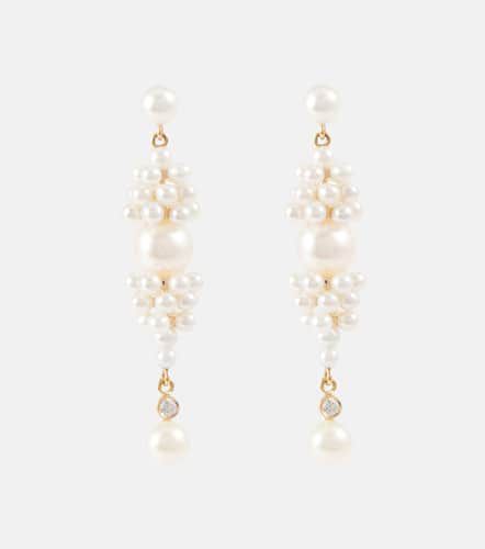 Rêve de Diamant 14kt gold earrings with diamonds and pearls - Sophie Bille Brahe - Modalova