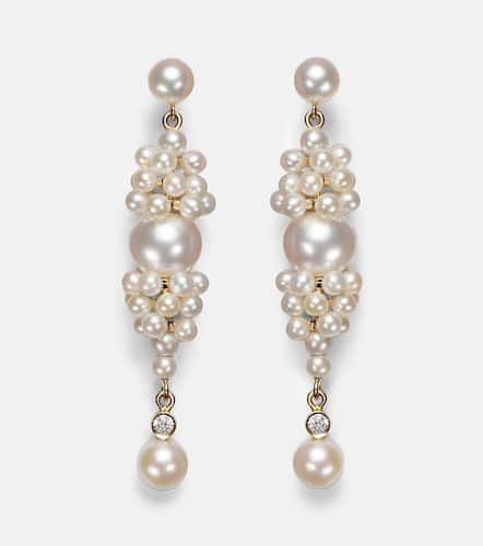 Reve de Diamant 14kt gold earrings with diamonds and pearls - Sophie Bille Brahe - Modalova