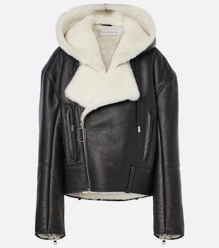 Bikerjacke aus Leder mit Shearling - JW Anderson - Modalova