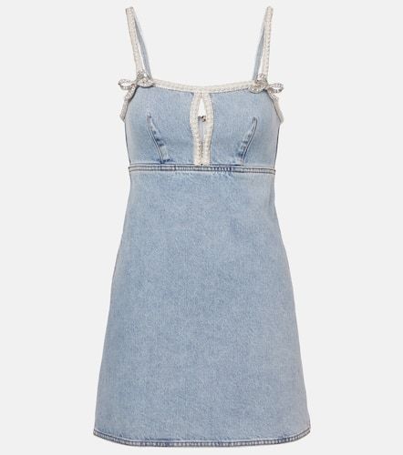 Embellished bow-detail denim minidress - Self-Portrait - Modalova