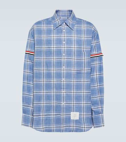 Camisa de lino a cuadros con RWB Stripe - Thom Browne - Modalova