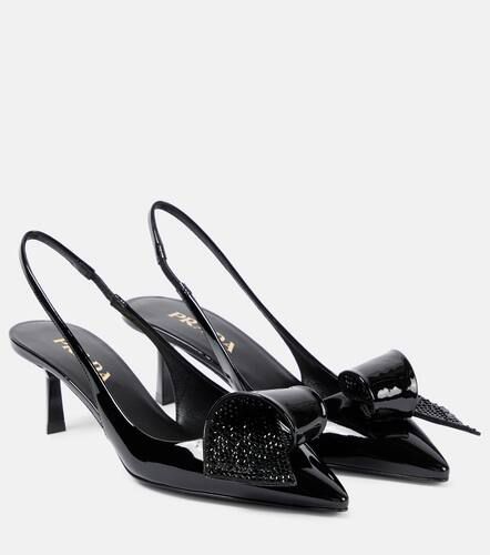 Embellished patent leather slingback pumps - Prada - Modalova