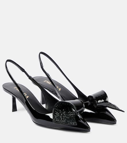 Pumps slingback in vernice con cristalli - Prada - Modalova