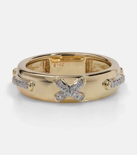 Anillo Diamond Cross Stitch de oro de 14 ct con diamantes - Stone and Strand - Modalova
