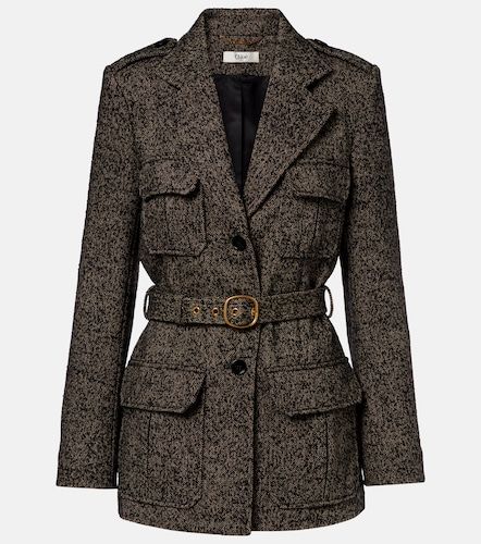 Belted herringbone wool-blend coat - Chloe - Modalova