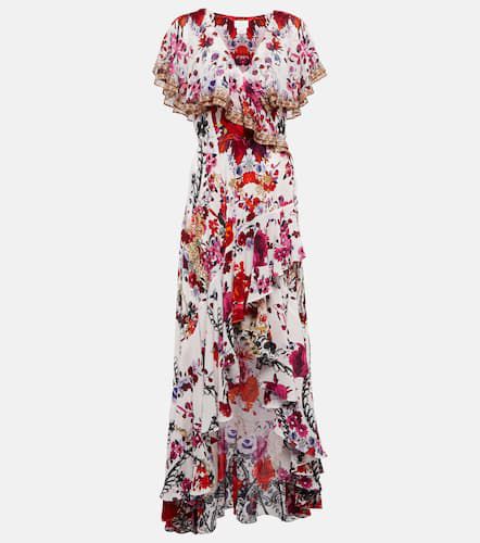 Floral ruffled silk wrap dress - Camilla - Modalova