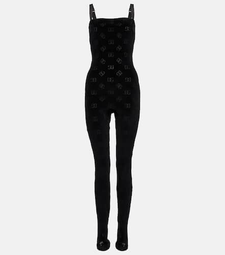 Jumpsuit in cotone e seta con logo - Dolce&Gabbana - Modalova