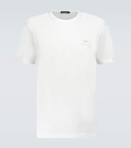 Cotton T-shirt with logo plaque - Dolce&Gabbana - Modalova