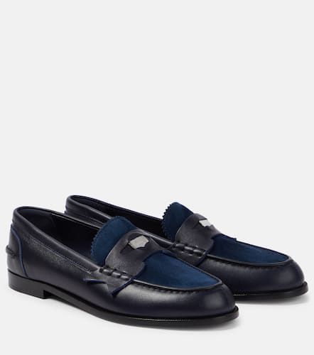 Penny suede-trimmed leather loafers - Christian Louboutin - Modalova