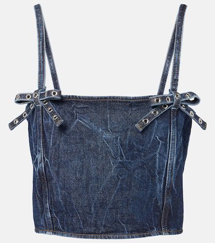 Ganni Crop top en denim con lazo - Ganni - Modalova