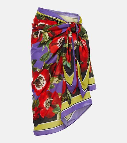 Floral cotton beach cover-up - Dolce&Gabbana - Modalova