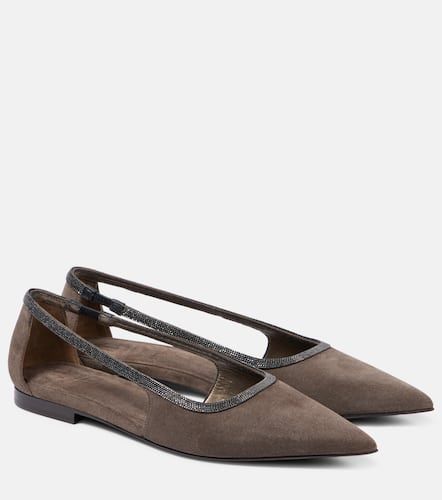 Ballerine in suede con monili - Brunello Cucinelli - Modalova