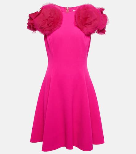 Tulle-shoulders wool-blend minidress - Oscar de la Renta - Modalova