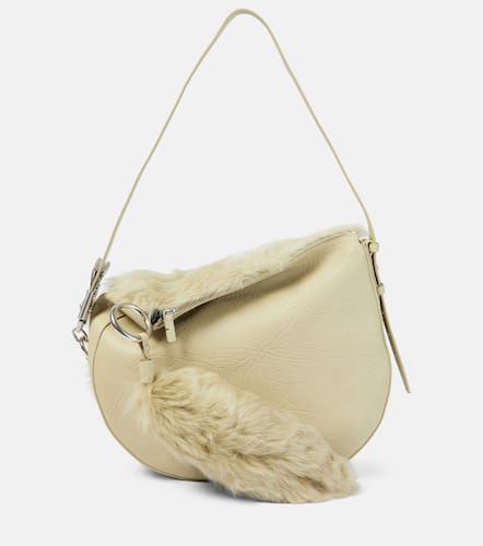 Borsa a spalla in pelle con shearling - Burberry - Modalova