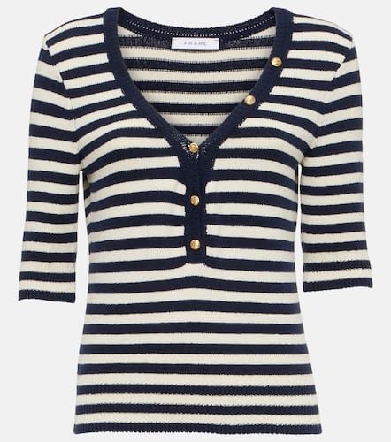 Striped cotton-blend jersey top - Frame - Modalova