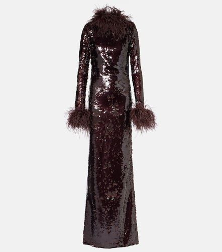 Zouzou feather-trimmed sequined gown - The New Arrivals Ilkyaz Ozel - Modalova