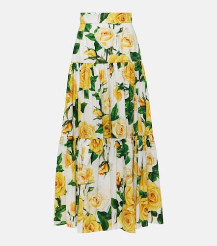 Falda larga de algodón floral a capas - Dolce&Gabbana - Modalova