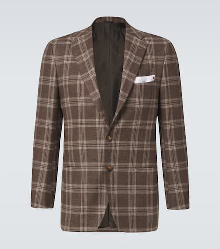 Checked wool, silk and linen blazer - Kiton - Modalova