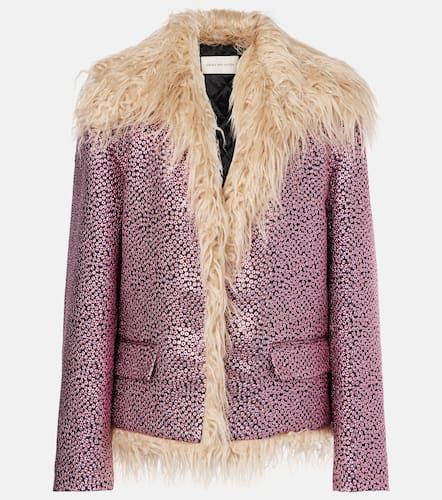 Faux fur-trimmed embellished jacket - Dries Van Noten - Modalova